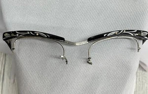 VTG 1950's Bausch & Lomb Cat Eye Aluminum Floral Ornate Glasses 4 1/4 - 5 1/2 - Picture 1 of 14