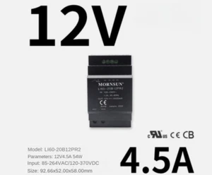 LI60-20B12PR2 12V 4.5A 54W Rail Switch Power Supply MORNSUN - Imagen 1 de 4