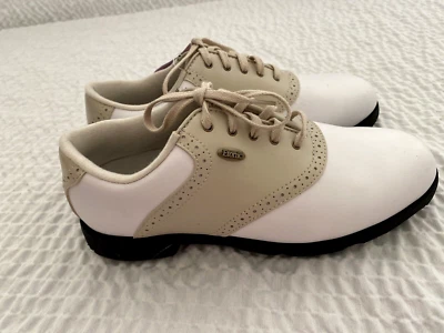 Zapatos de golf Etonic vintage para mujer 7M cuero blanco tostado con cordones G50251 nuevos sin caja* Foto 1 de 4