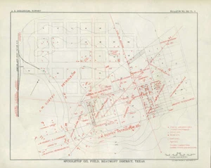 1906 Mappa del giacimento petrolifero Spindletop distretto di Beaumont Texas - Foto 1 di 3