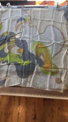 Antigo cachecol Sally Gee H rolo rayon mistura de seda abstratos multicolorido Japão RN 33895 - Imagem 1 de 2