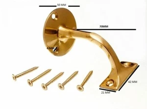 Stair hand rail bracket solid polished brass 2 1/2 inch & screws Qty. pack of 10 - Picture 1 of 1