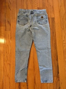 Vintage 90s Carhartt B18STW 35 x 32 Blue Denim Jeans - Picture 1 of 7