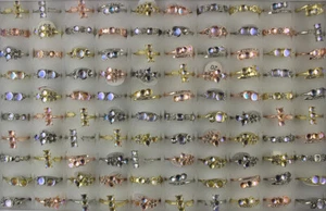 Wholesale Bulk Lots 40pcs Glass Jewelry Variety Fashion Rhinestone Women Rings - Picture 1 of 19