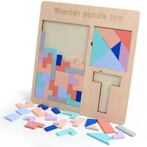 Holzpuzzle Tangram Tetris Gehirnjogging Knobelspiel Puzzle Legespiel 6+ Jahre - Bild 1 von 3