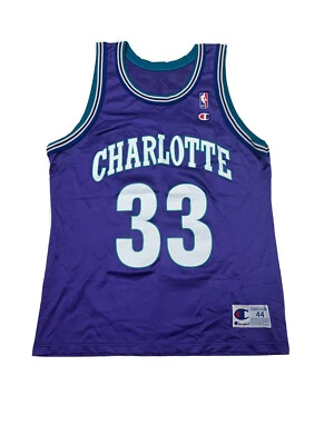 Vintage Champion Charlotte Hornets Alonzo Mourning #33 Purple Jersey Mens SZ 44 - Image 1 of 4