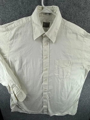 Gitman Bros Marfil Algodón 16 36 Pinpoint Point Oxford TTX EE. UU. Blanco Abotonado Hombres Foto 1 de 4