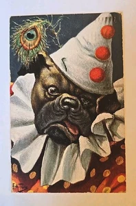 Antique Postcard, Artist Signed Arthur Thiele, Humanized Boxer Dog Clown 1909 - Picture 1 of 6