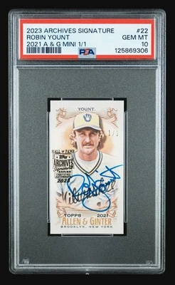 2023 Topps Archives Signature Series Robin Yount Allen & Ginter Auto 1/1 PSA 10 - Image 1 of 2