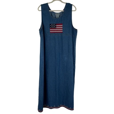 Maxi Vestido Expressions Plus Denim Suave Bordado Americana Talla 20W 100% Algodón Foto 1 de 4