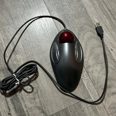 Logitech Trackball Marble Mouse T-BC21 USB Red Ball Wired READ W19 - Image 1 of 3