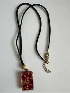 Pendant Glass Murano Necklace Authentic - Venice Italy Red Gold - Bild 1 von 4