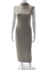 Wilfred Aritzia Womens Sleeveless Mock Neck Fitted Maxi Dress Beige Size S - Picture 1 of 4
