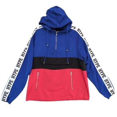 Carbono Para Hombre S Hype 1/4 Cremallera Bloques de Color Pullover Sudadera con Capucha Rompevientos Chaqueta HipHop Foto 1 de 4
