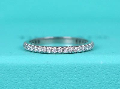 $5,400 Tiffany & Co Platinum Diamond Soleste Full Eternity Wedding Band Ring 5.5 - Image 1 of 4