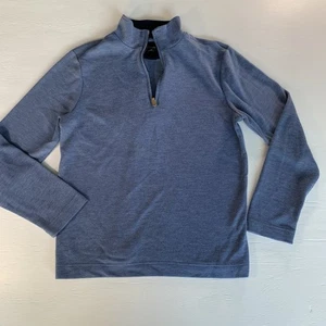 Suéter Banana Republic Para Hombre Grande Azul Tejido 1/4 Cremallera Informal Suave Texturizado - Imagen 1 de 10