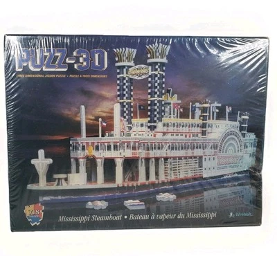 Paddle Wheeler Wrebbit 3D Mississippi STEAMBOAT Puzzle NEW Sealed Box 718 Pieces - Image 1 of 4