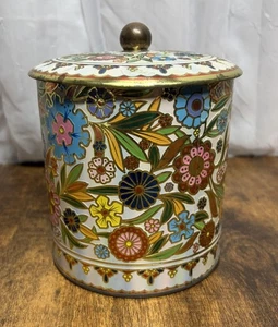 Vintage englische Blumen Keks Tee Dose mit Deckel Daher Blumen England 6" bunt - Bild 1 von 11