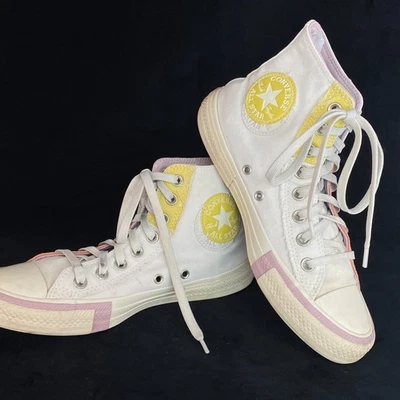 White CONVERSE shoes Chuck Taylor All Star high-top sneakers yellow patchwork - Image 1 of 4