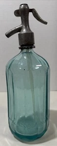 Romanian Seltzer Bottle Faceted Glass Blue/Green Vintage 3377-52 READ - Picture 1 of 18
