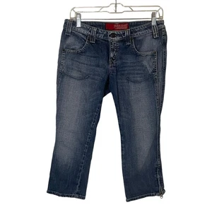 Pantalones de mezclilla para mujer Guess Jeans 81 recortados Y2K tiro bajo cremallera al tobillo talla 29" - Imagen 1 de 8