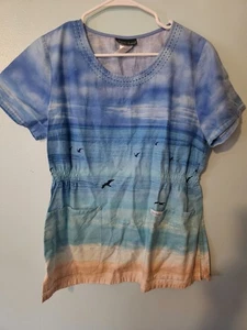 Cherokee Brand Ocean View Scrub Top  - sz M - Picture 1 of 4