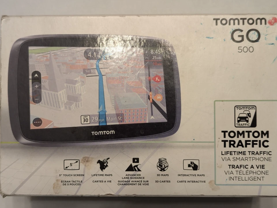 TomTom GO 500 Automotive Portable GPS Bundle Lifetime Maps 5in Touchscreen - Image 1 of 4