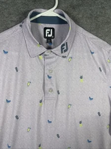 Footjoy Polo Shirt Mens Medium Pink Novelty Pineapple Boomerang Drinks Tiki Golf - Afbeelding 1 van 12