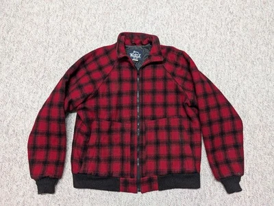 vintage USA made WOOLRICH jacket WOOL buffalo plaid L bomber HUNTING quilited - Image 1 of 4