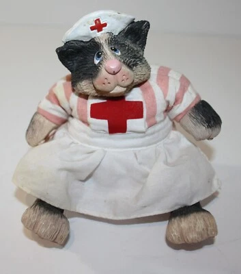 Russ Berrie Kathleen Kelly Valentine TLC медсестра кошка красный крест #2531 смола/ткань - Изображение 1 из 4