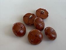 Lot of 6 Vintage Light Honey Brown 3/4” DOME WOVEN LEATHER MOLDED BUTTONS 19mm