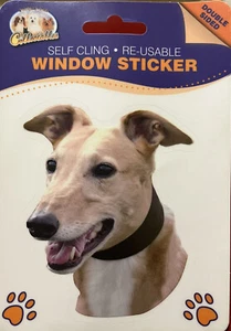 Double Sided Dog Vinyl Window Doors Gates Sticker Self Cling Greyhound - Picture 1 of 2