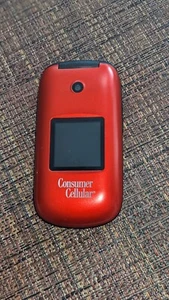 Huawei U3900 (Consumer Cellular) Red Flip Phone with Battery and SIM Card - Picture 1 of 6
