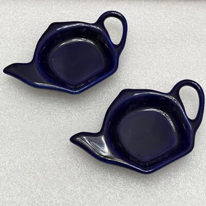 Juego de dos cucharas posavasos de cerámica con forma de tetera azul soporte para carrito bolsa de té - Imagen 1 de 9