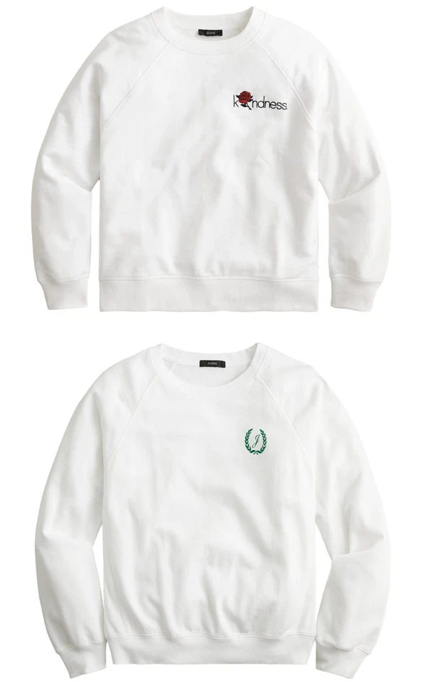 J.Crew Embroidered Sweatshirt Womens University Terry Long Sleeve 100% Cotton - Image 1 of 1