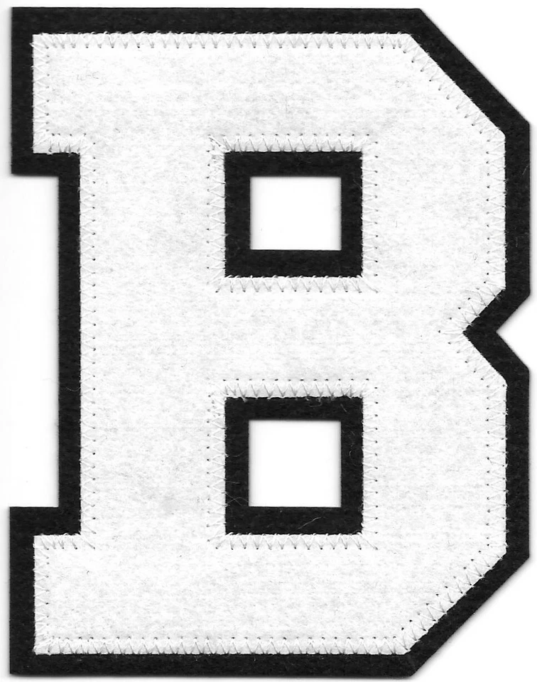 White Felt Letter B Patch (4" in) Varsity Athletic Letterman Iron on for crafts - Image 1 of 1