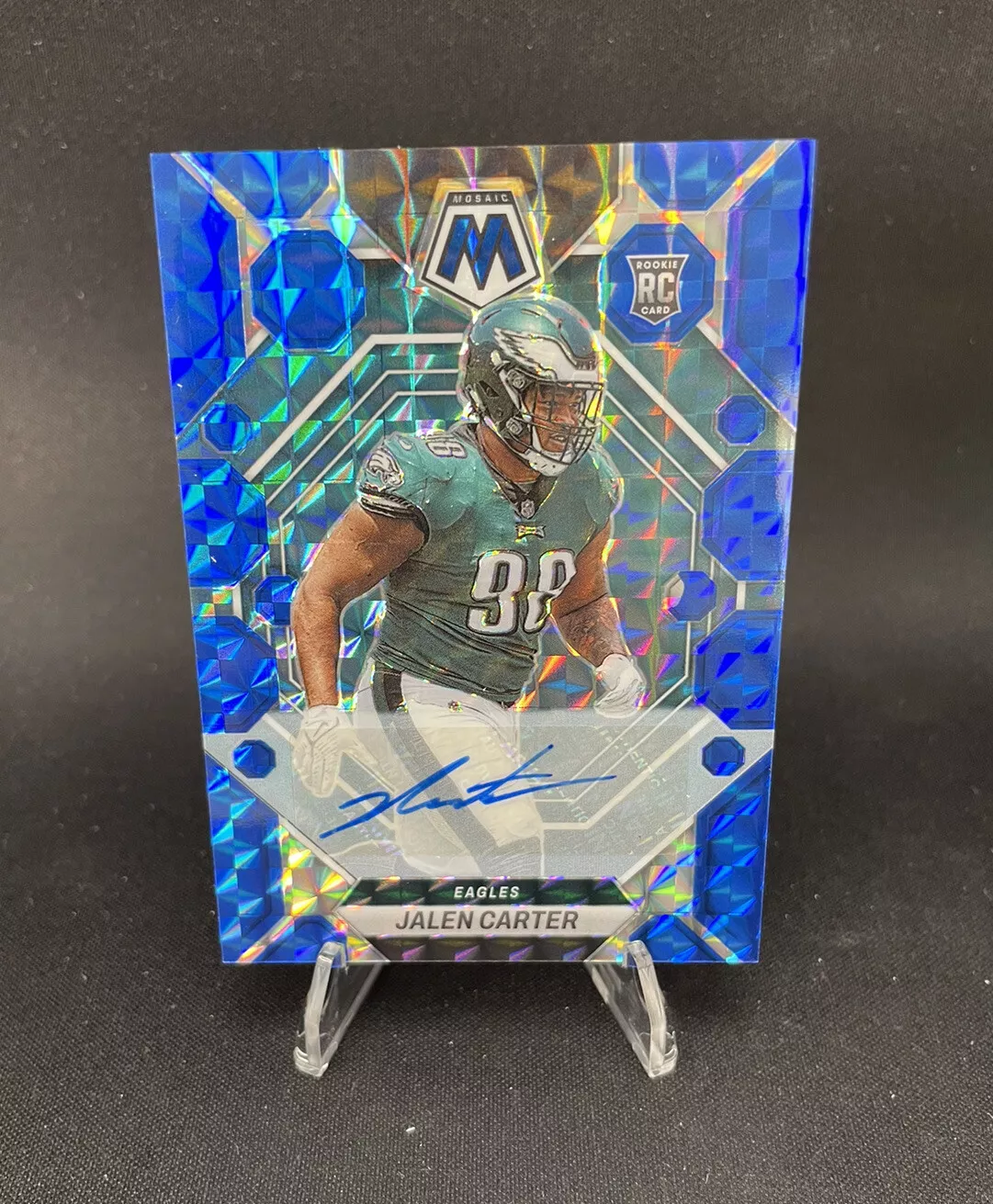 2023 Panini Mosaic #328 Jalen Carter Blue Prizm Rookie Auto #'d /99 - Eagles 🔥