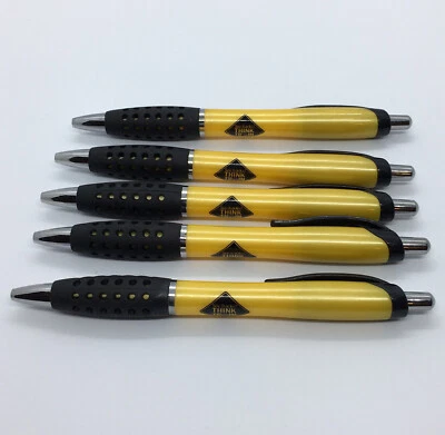 Lote de 5 bolígrafos amarillos Think Train tinta azul operación ferroviaria salvavidas Foto 1 de 4