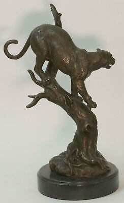Large African Mountain Lion Leopard Cougar Bronze Art Deco Sculpture Figurine • 393.68$
