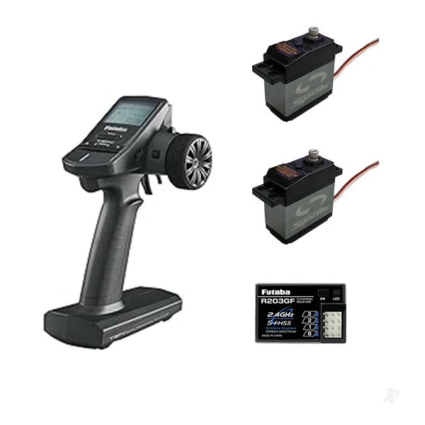 FUTABA 3PV T-FHSS  RADIO SYSTEM R203GF Receiver X1 w/KYOSHO  KS203 Servo X 2pcs - Image 1 of 1