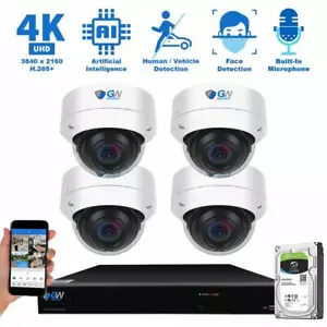 8 Channel 4 X 4K 8MP Face/Human/Car Detection AI Dome Security Camera System 4TB - Picture 1 of 12
