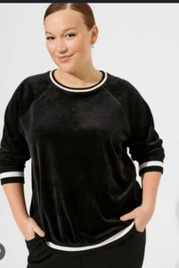 TORRID SCHWARZER VELOUR RAGLAN PULLOVER SWEATSHIRT GR. 2 2X XXL - Bild 1 von 4