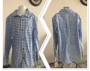 Nwt xl (16) Cat & Jack blue plaid button up shirt collar Boys Big kids 16 - Picture 1 of 3