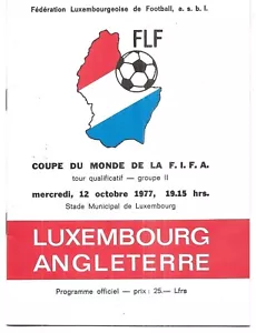Football Programme LUXEMBOURG v ENGLAND Oct 1977 WCQR in Luxembourg - Picture 1 of 1