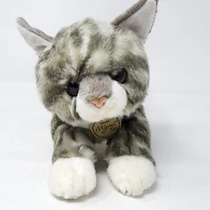 Juguete suave de peluche Miyoni gris blanco a rayas gatito atigrado gato 2016 - Imagen 1 de 4