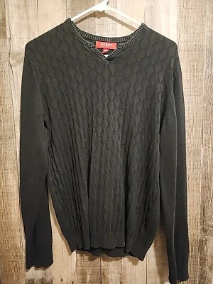 Guess Mens Pullover Sweater Black Crew Neck V Neck Long Sleeve Knit Medium - Image 1 of 4