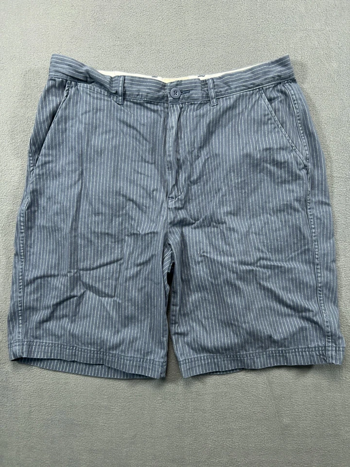 St Johns Bay Shorts Mens 34 Blue Stripe Chino Long Casual Mens - Image 1 of 4
