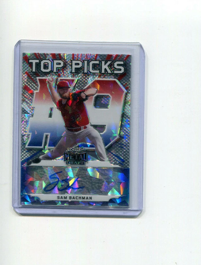 2021 Leaf Metal Draft Tops Picks #9 Red White Blue Sam Bachman Auto Rookie 1/4 - Image 1 of 1
