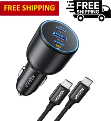 UGREEN 130W USB C PD Car Charger - Fast Charges iPhone, iPad, MacBook - Image 1 of 4