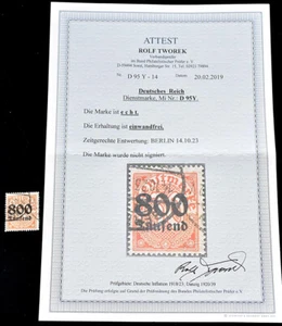 REICH ALEMÁN Servicio Michel Nº 95Y Sellado Foto Certificado BPP 400 euros - Imagen 1 de 3